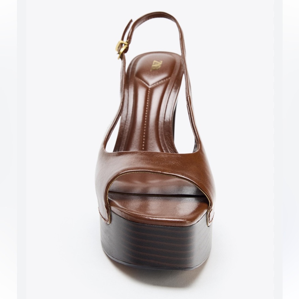 Zara brown sling back platform heel - Picture 8 of 11